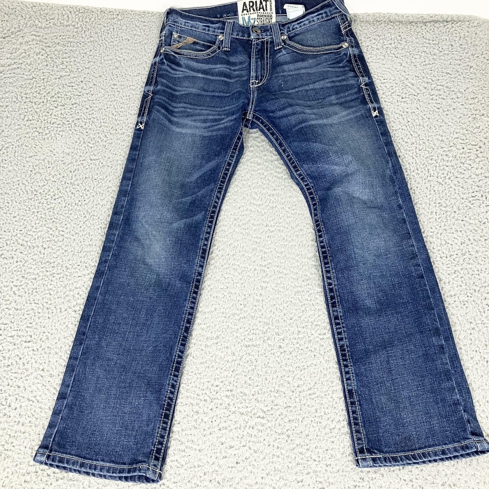 Ariat M7 Rocker Straight Jeans Mens 31x30 Blue Medium Wash Slim Stretch Denim
